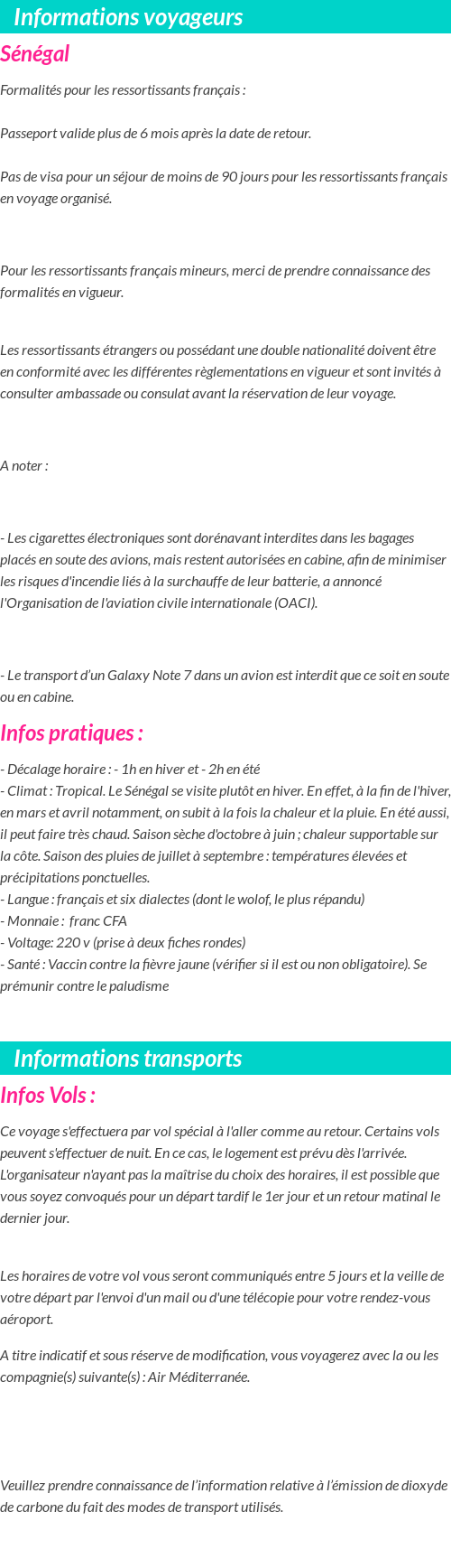 Formalités et infos voyageurs