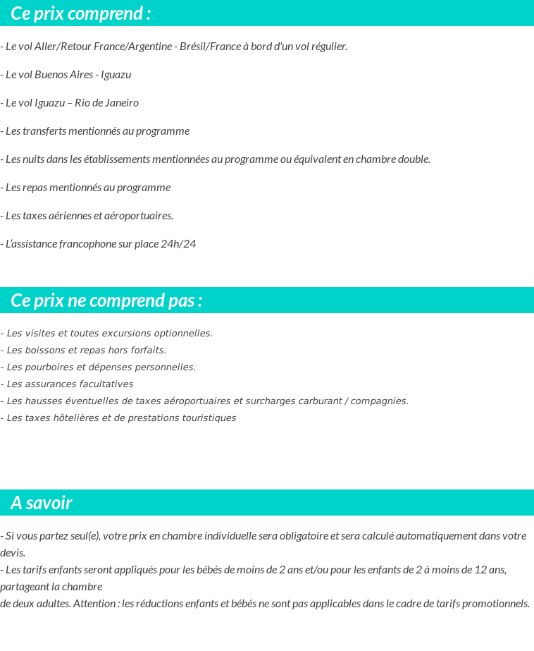 Conditions tarifaires