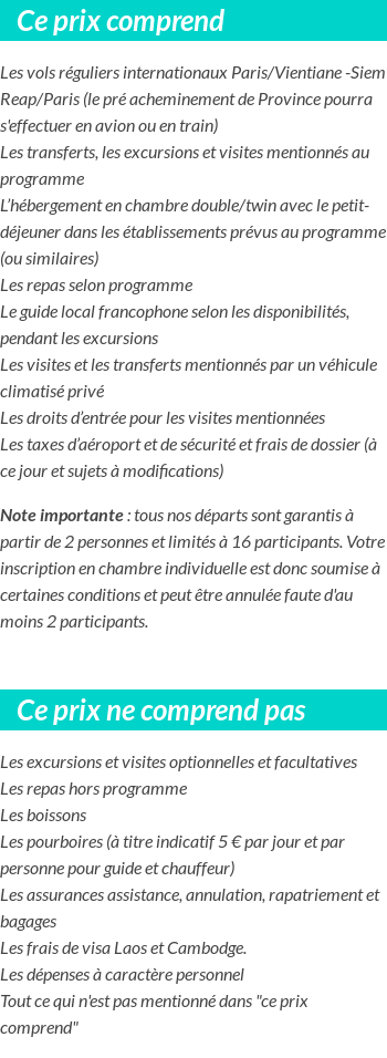 Conditions tarifaires