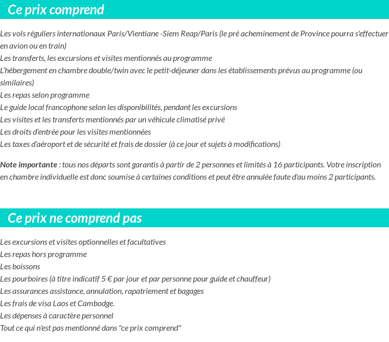 Conditions tarifaires