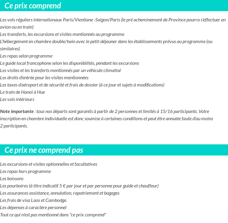 Conditions tarifaires
