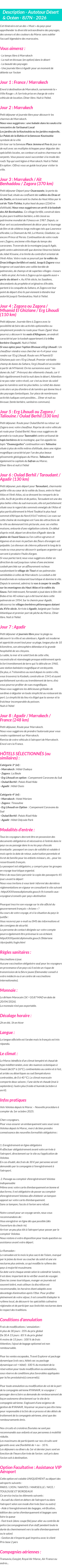 Détails du séjour