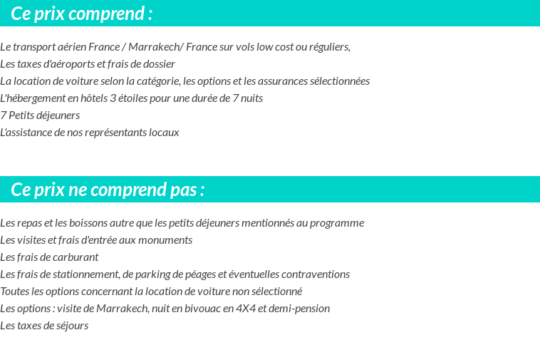 Conditions tarifaires