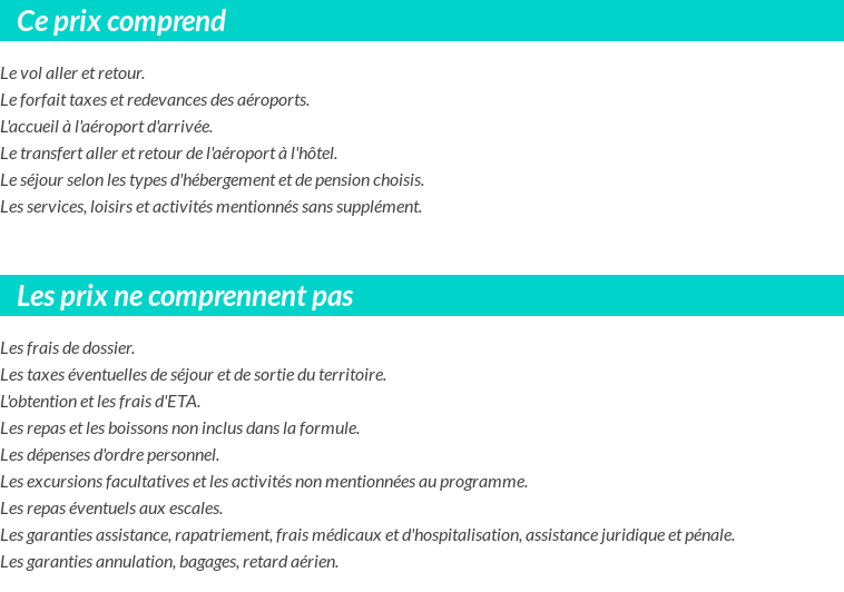 Conditions tarifaires