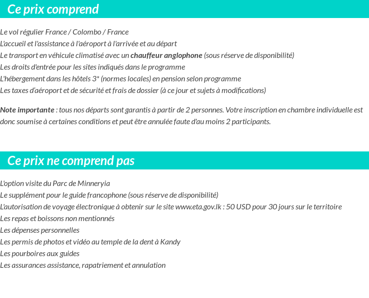 Conditions tarifaires