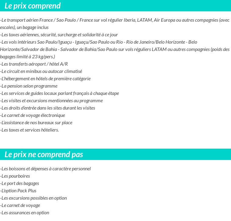 Conditions tarifaires
