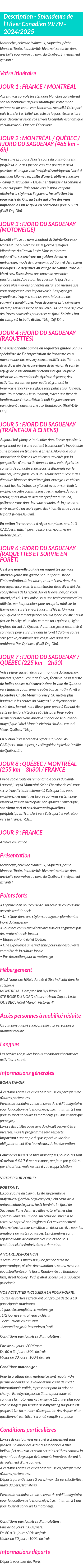 Détails du séjour