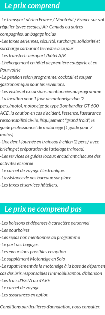 Conditions tarifaires