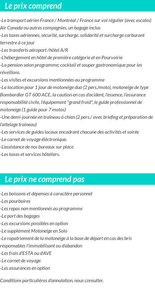 Conditions tarifaires