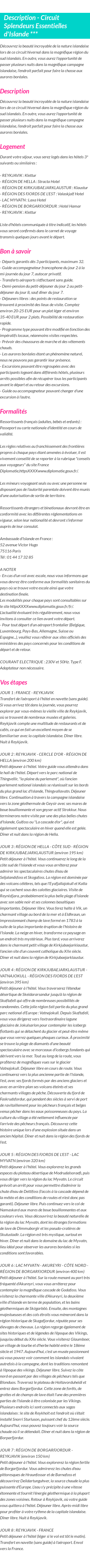 Détails du séjour