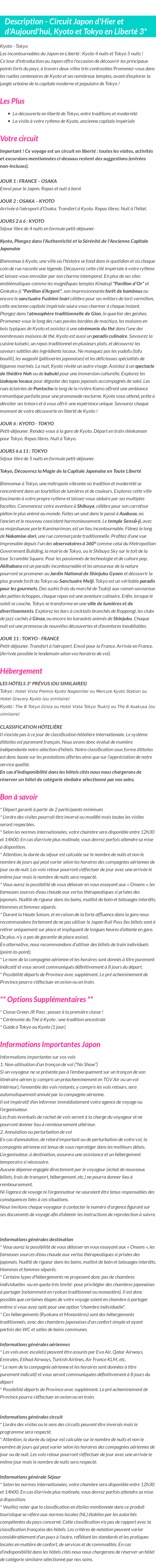 Détails du séjour