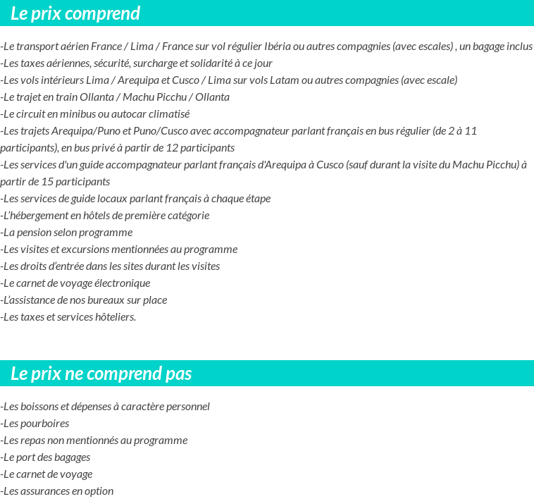 Conditions tarifaires