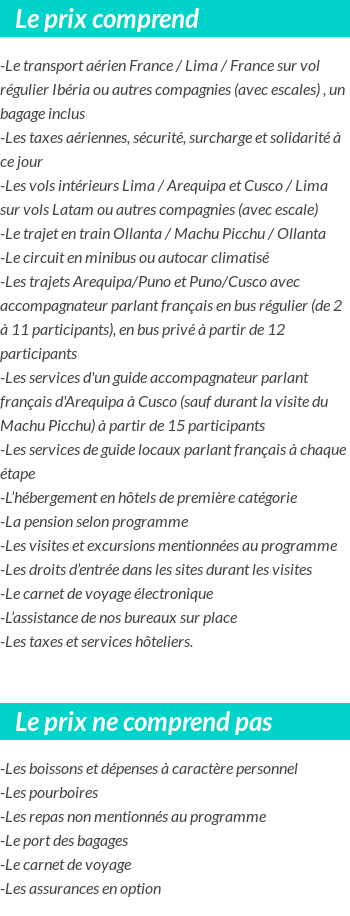 Conditions tarifaires