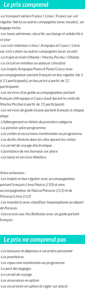 Conditions tarifaires