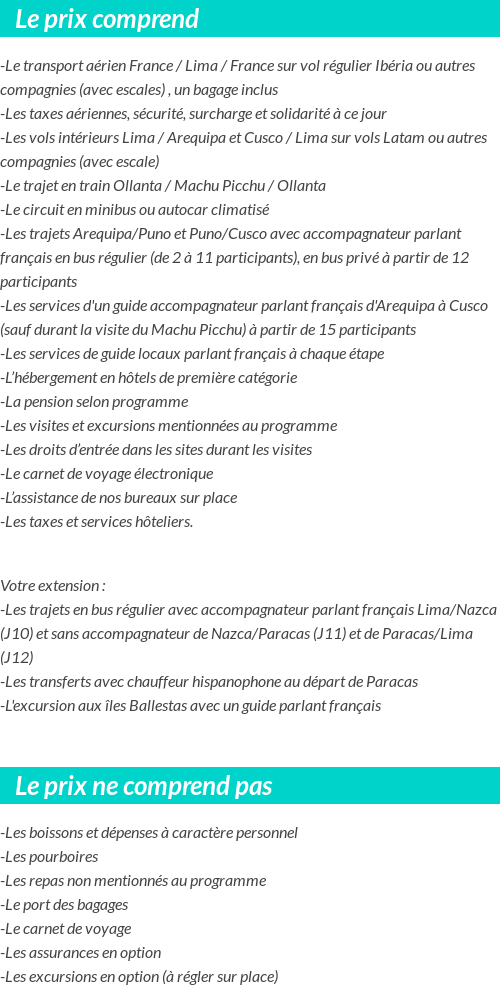 Conditions tarifaires