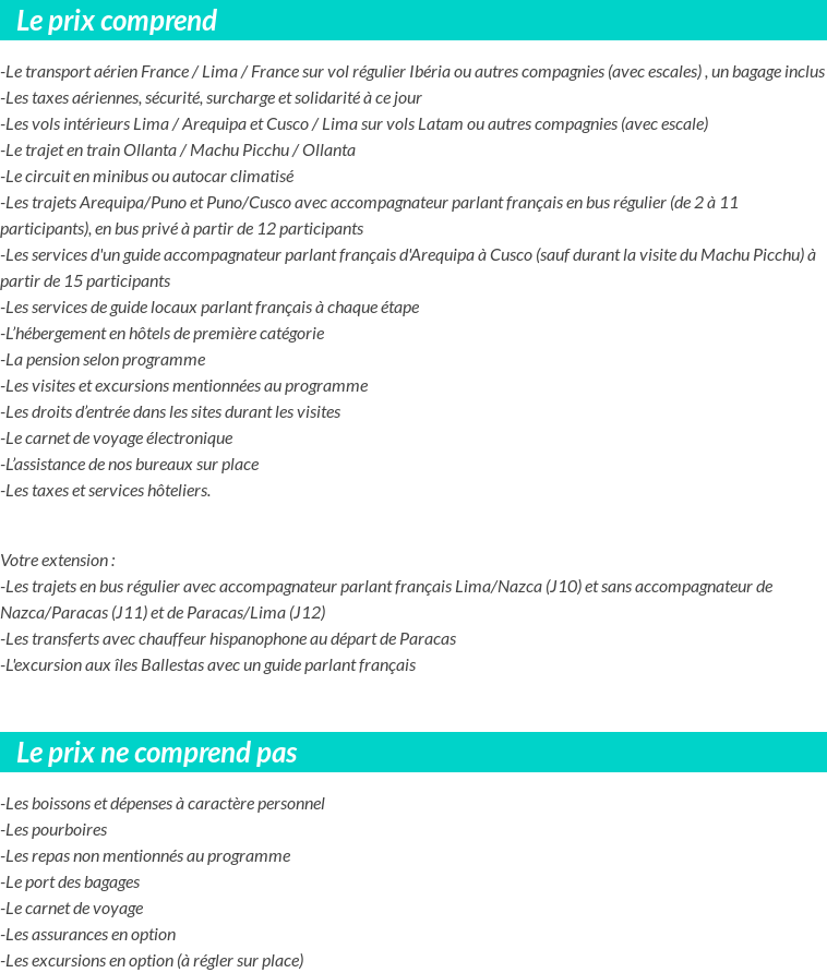 Conditions tarifaires