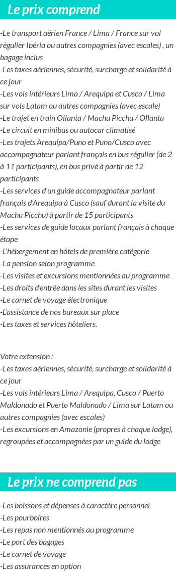 Conditions tarifaires