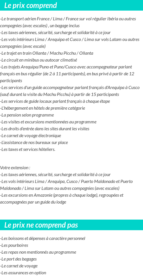 Conditions tarifaires