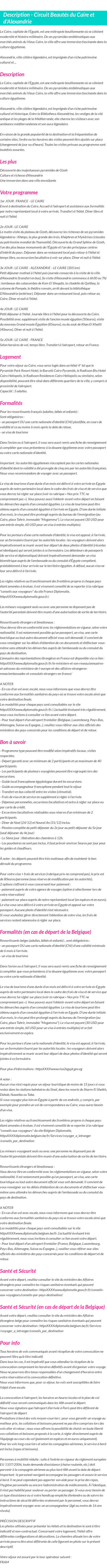 Détails du séjour