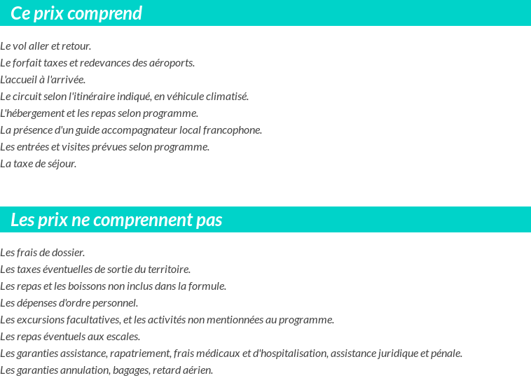 Conditions tarifaires