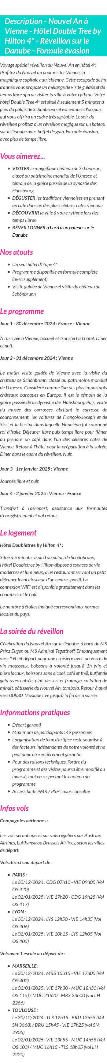 Détails du séjour