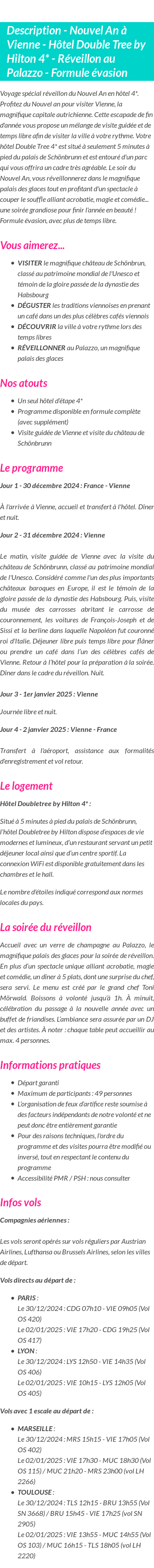 Détails du séjour