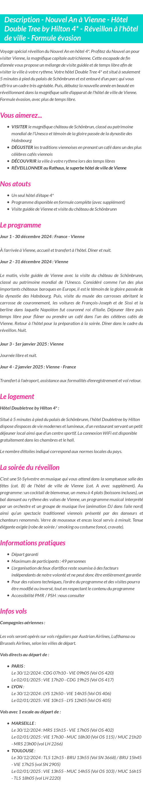 Détails du séjour