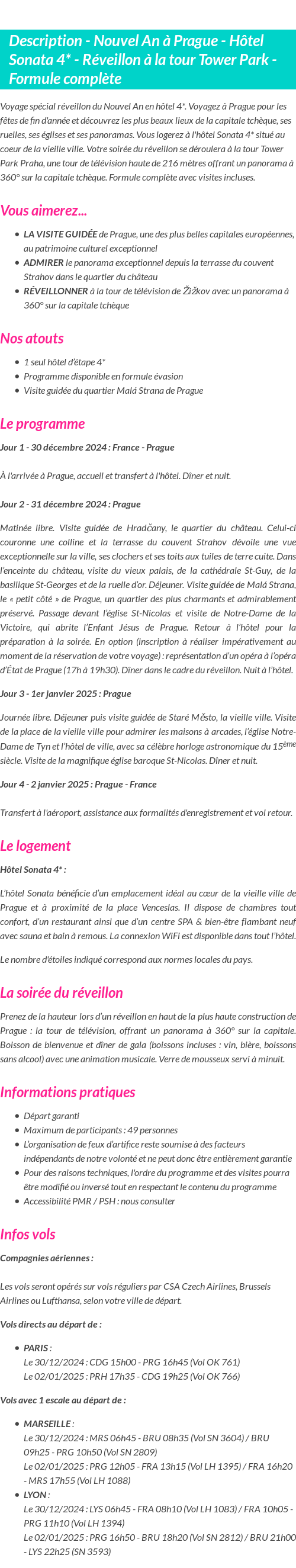 Détails du séjour