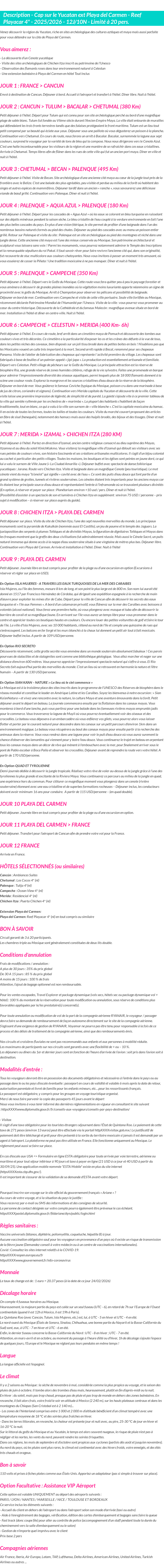 Détails du séjour