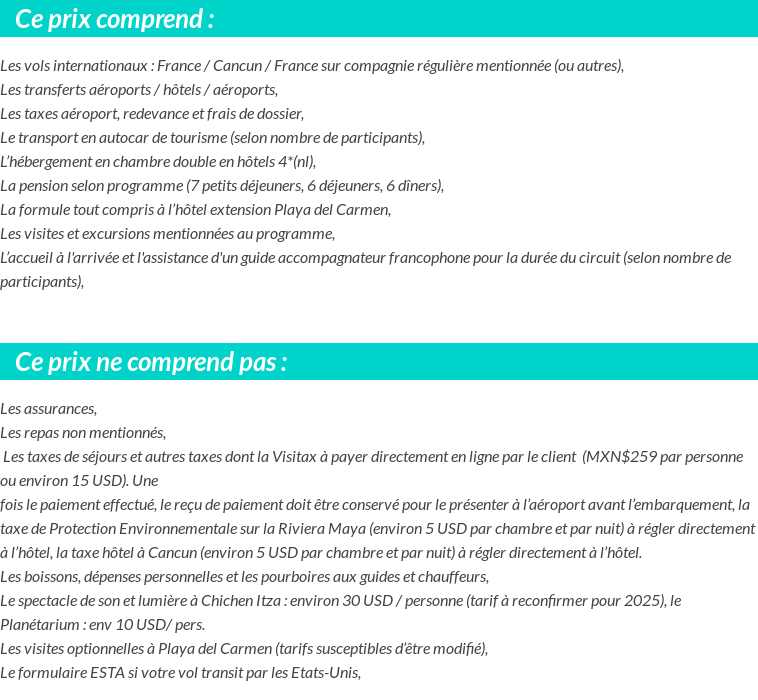 Conditions tarifaires
