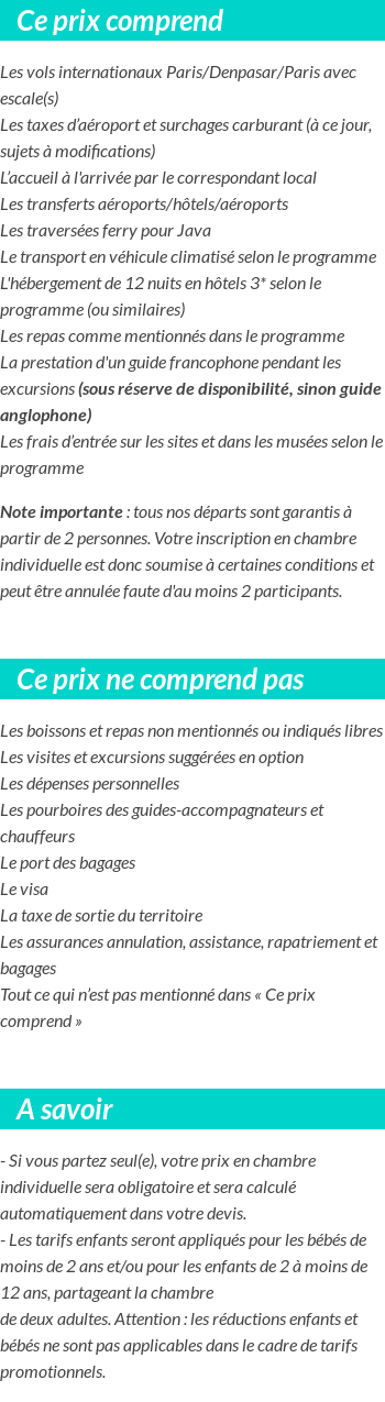 Conditions tarifaires