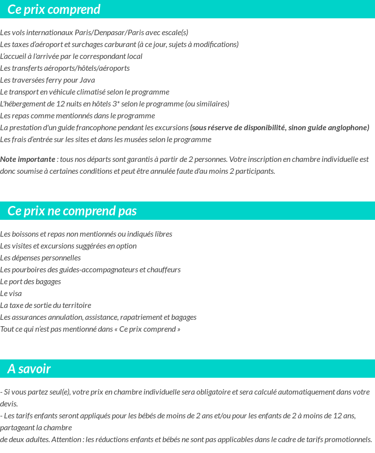 Conditions tarifaires