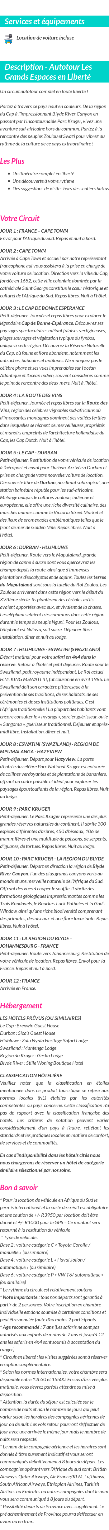 Détails du séjour