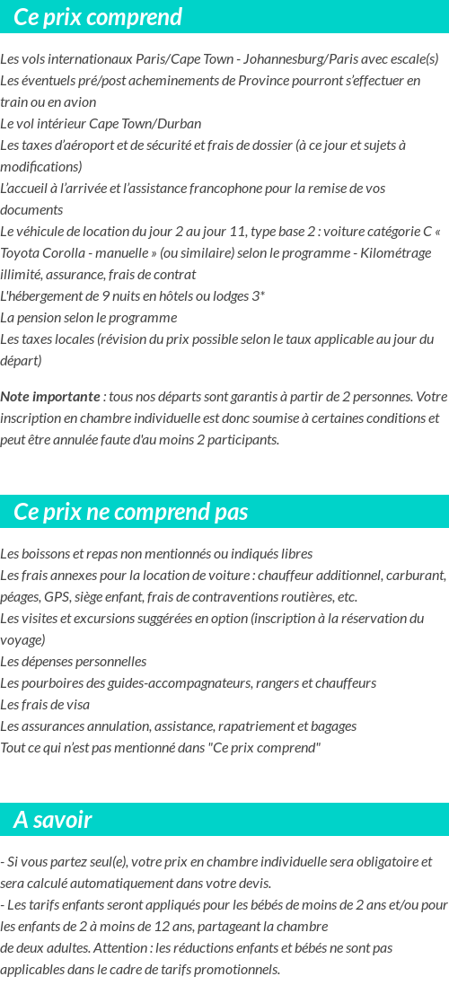Conditions tarifaires