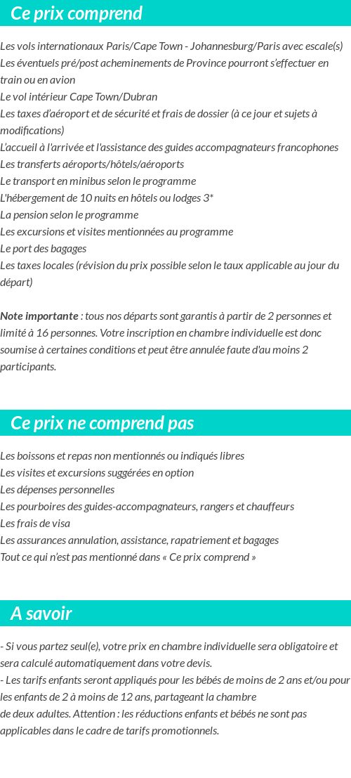 Conditions tarifaires