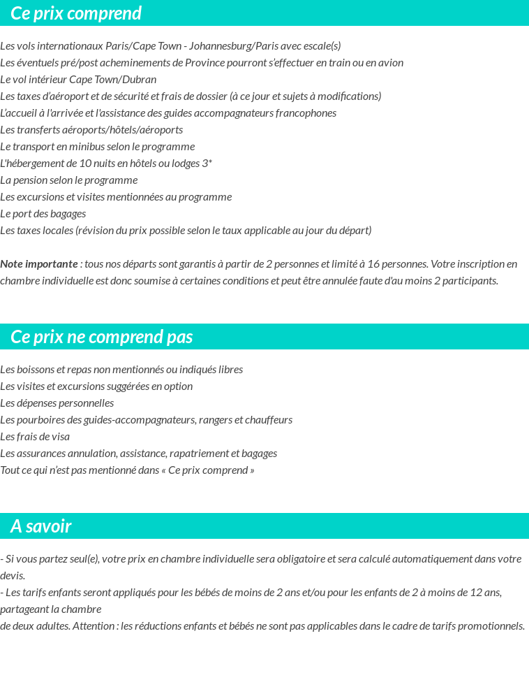 Conditions tarifaires