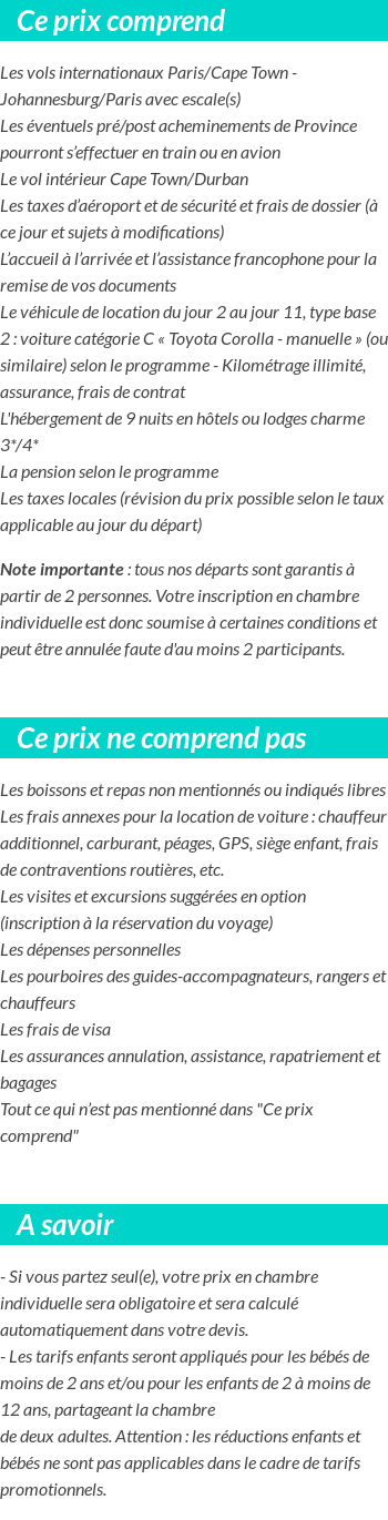 Conditions tarifaires