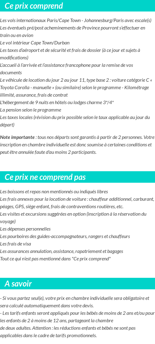 Conditions tarifaires