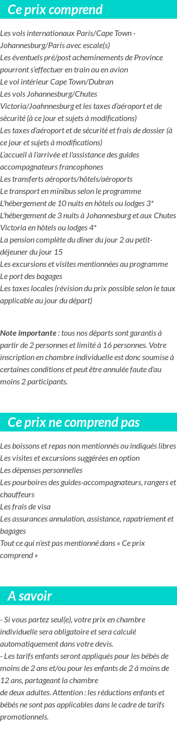 Conditions tarifaires