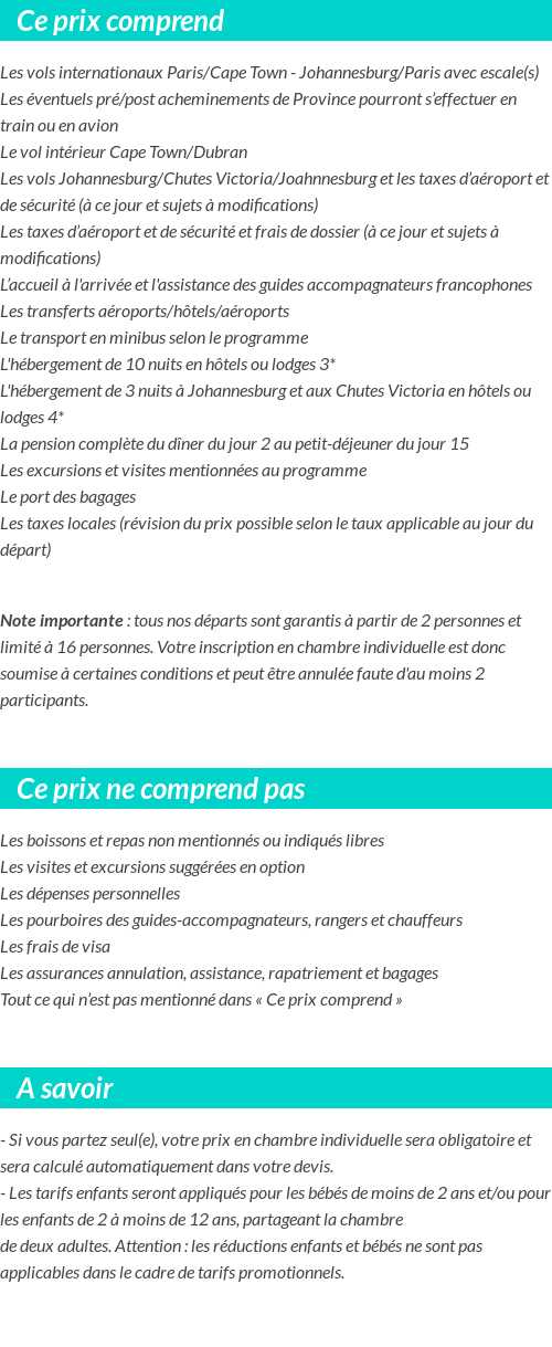 Conditions tarifaires