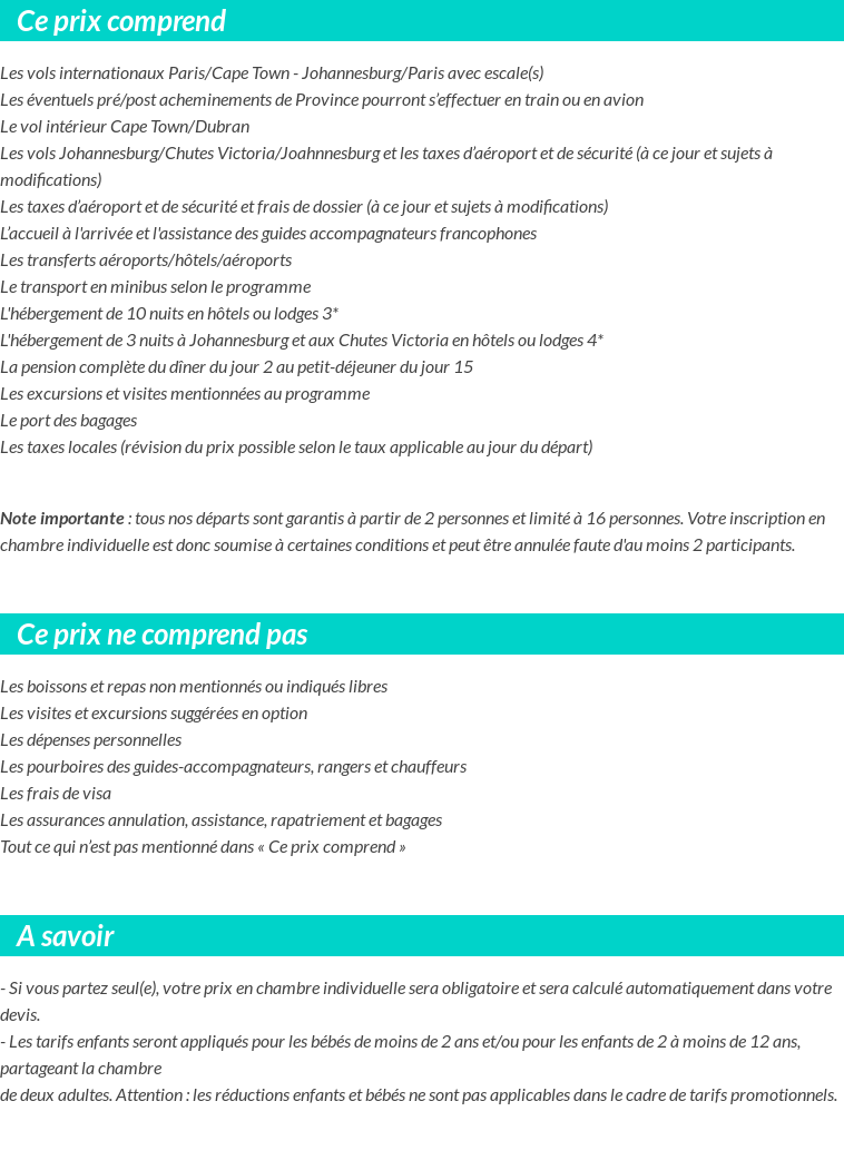Conditions tarifaires