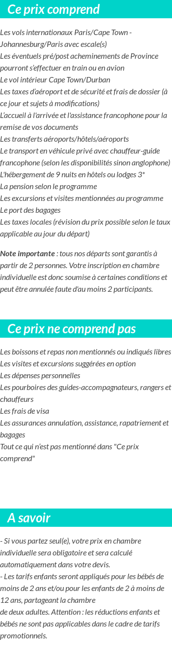Conditions tarifaires