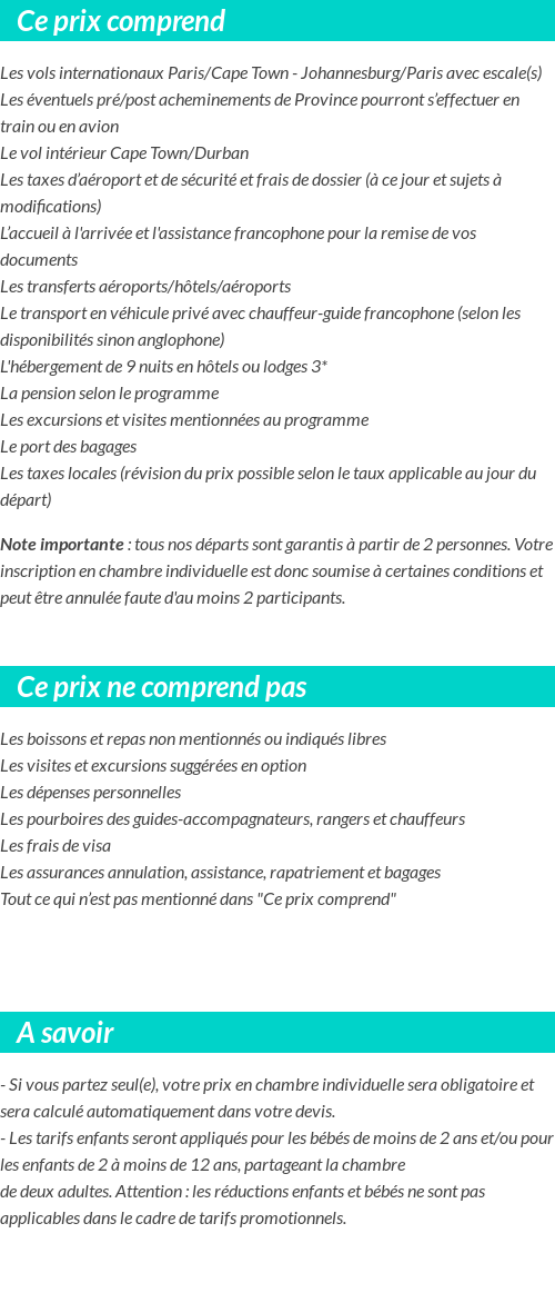 Conditions tarifaires