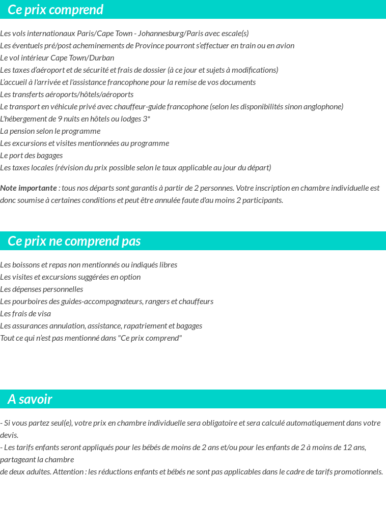 Conditions tarifaires