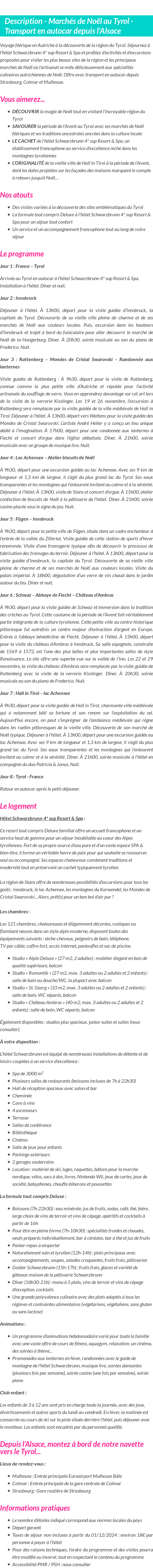 Détails du séjour