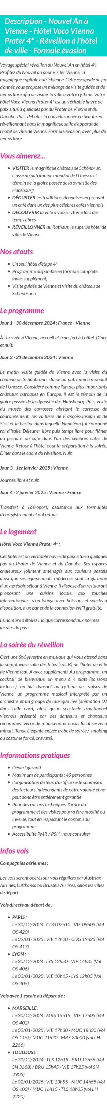 Détails du séjour