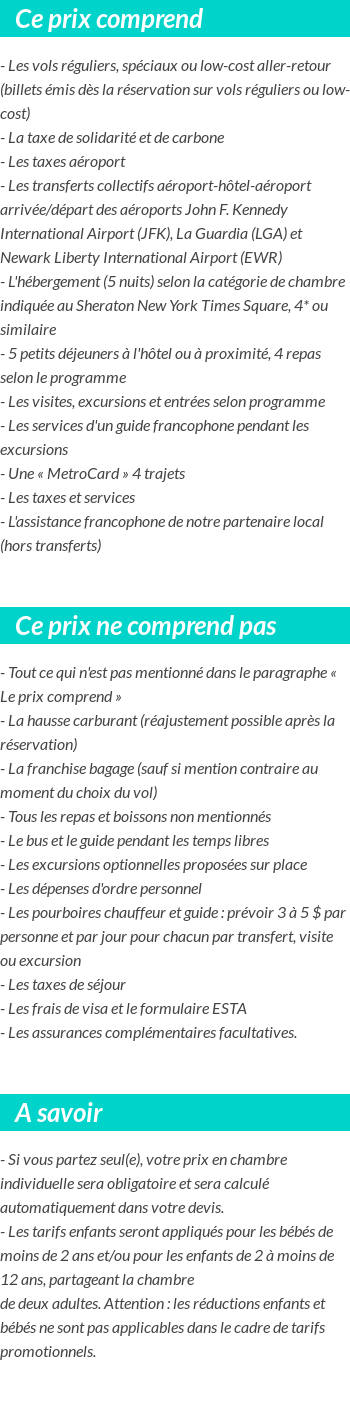 Conditions tarifaires