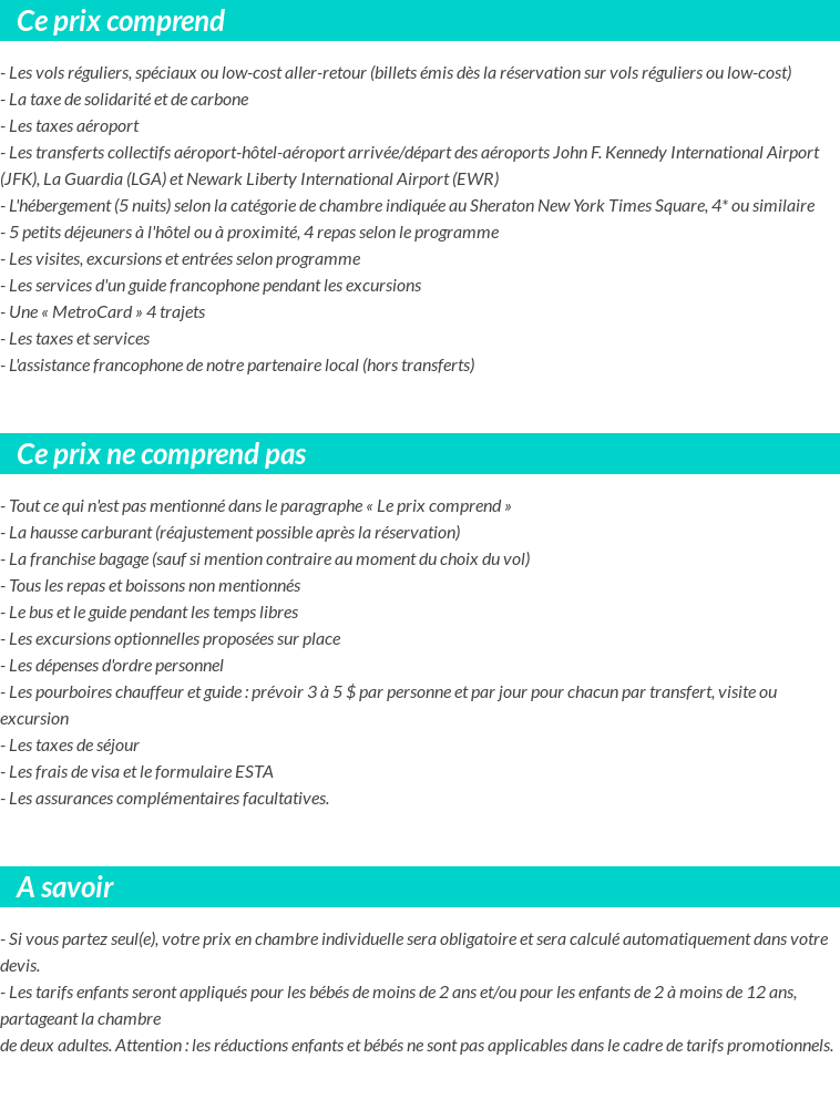 Conditions tarifaires
