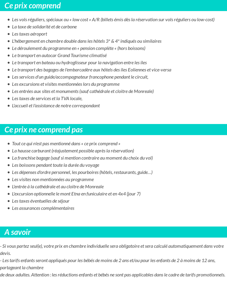 Conditions tarifaires