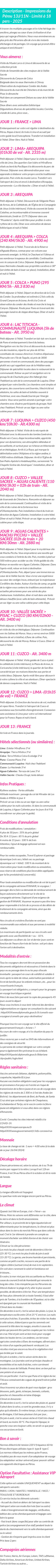 Détails du séjour